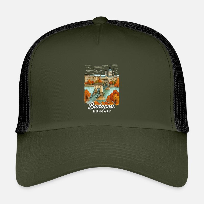 Budapest Ungarn - Kinder Trucker-Cap - Olive/Schwarz