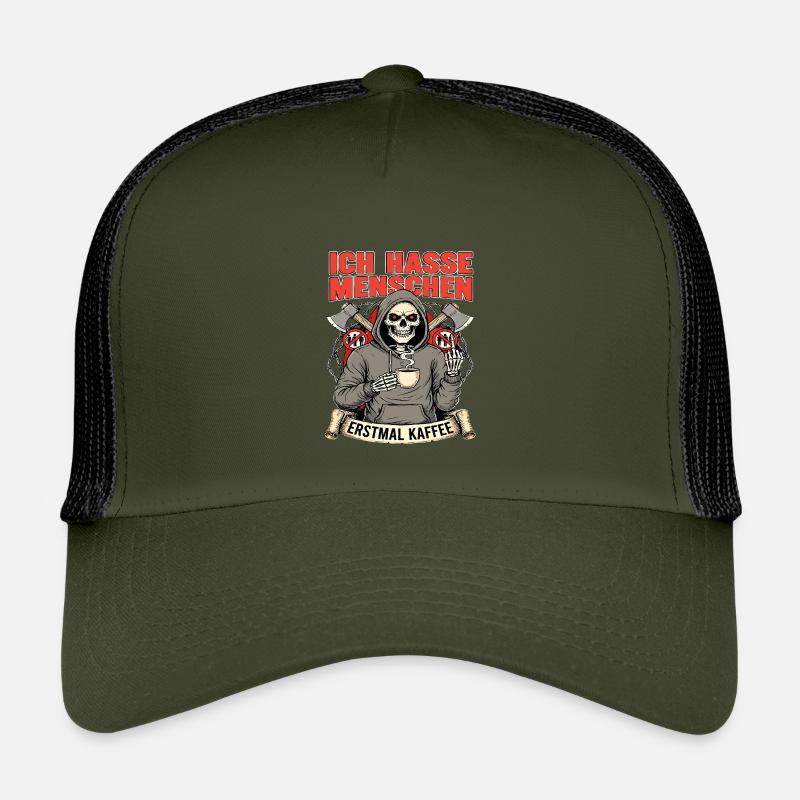 Je déteste les gens d’abord Café Squelette Fun Casquette trucker enfant