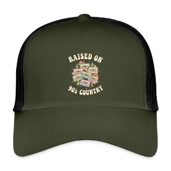 Cassette hip hop enregistrée sur le R&B des années 90 - Casquette trucker enfant - olive/noir - Devant