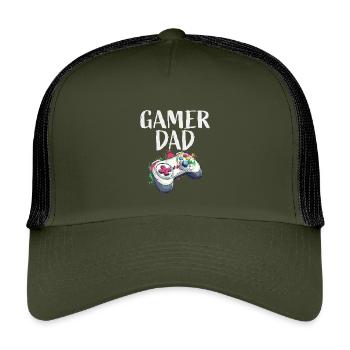 Gamer Dad Controller Splash - Kinder Trucker-Cap - Olive/Schwarz - Vorne