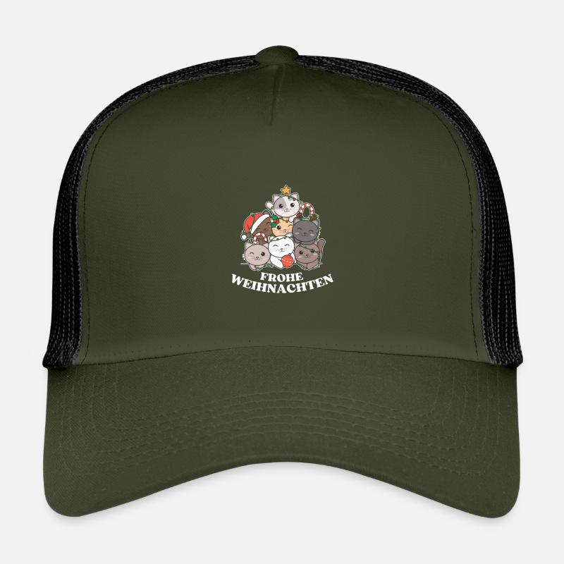 Frohe Weihnachten Katze Heiligabend Katzen - Kinder Trucker-Cap - Olive/Schwarz