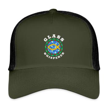 Stained Glass Art Stained Glass Artist - Kids’ Trucker Cap - olive/black - Front