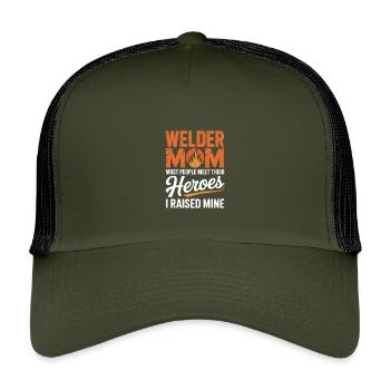 Welder Mom I Raised Mine Schweißerhelden - Kinder Trucker-Cap - Olive/Schwarz - Vorne