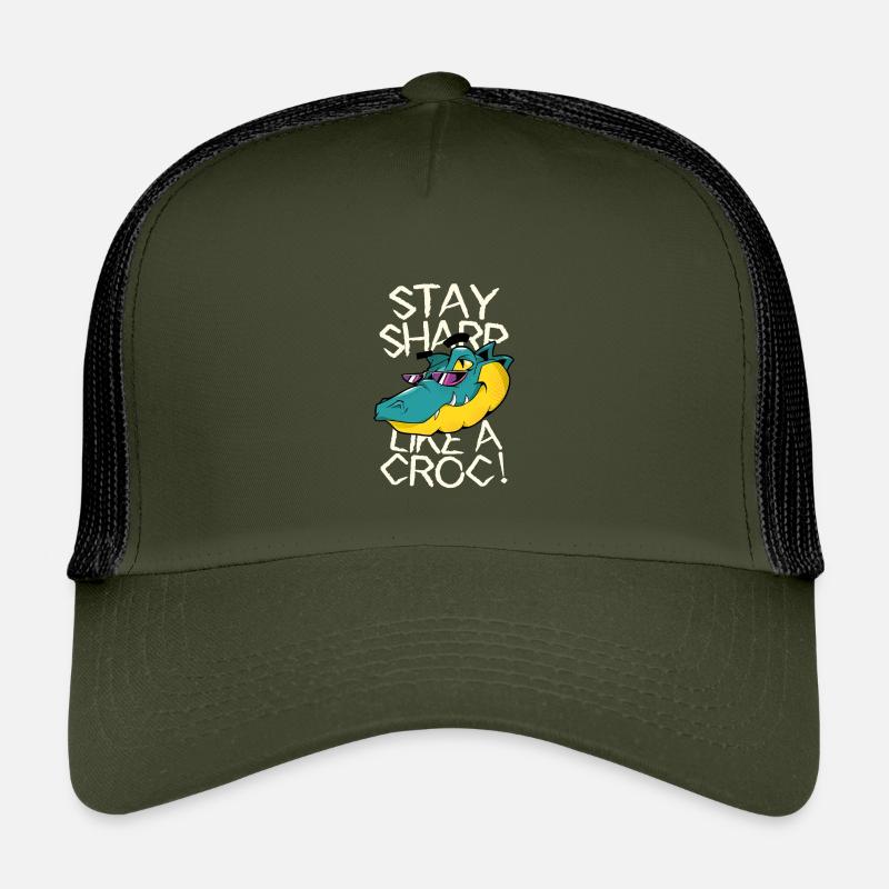 Reste vigilant - Crocodile avec style - Casquette trucker enfant - olive/noir