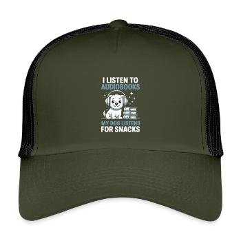 Dogs Audiobook Fans Reading Bookish Gift - Kids’ Trucker Cap - olive/black - Front