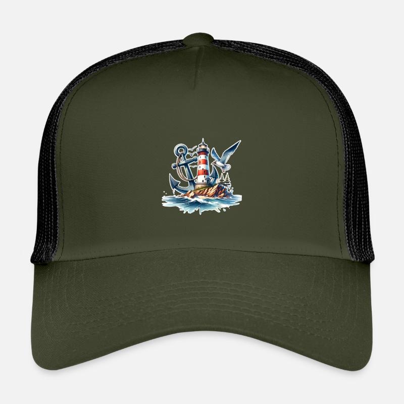 Leuchtturm Anker  - Kinder Trucker-Cap - Olive/Schwarz