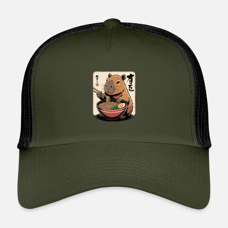 Capybara Ramen Art with Chopsticks Kids’ Trucker Cap