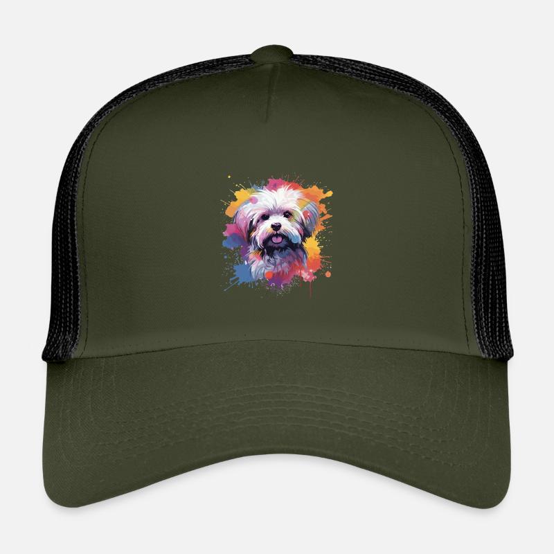 Art éclaboussuré de chien maltais coloré Casquette trucker enfant