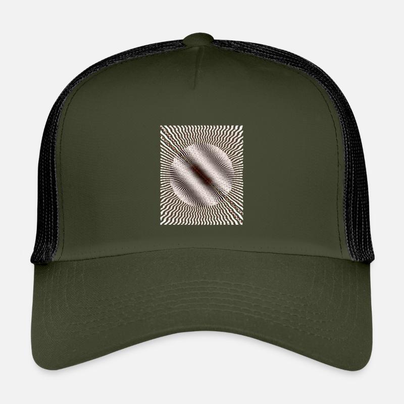 Circular Swirl Illusion Pattern - Kids’ Trucker Cap - olive/black