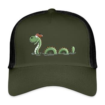 Nessie Sea Monster en Écosse - Bande dessinée - Fun - Casquette trucker enfant - olive/noir - Devant
