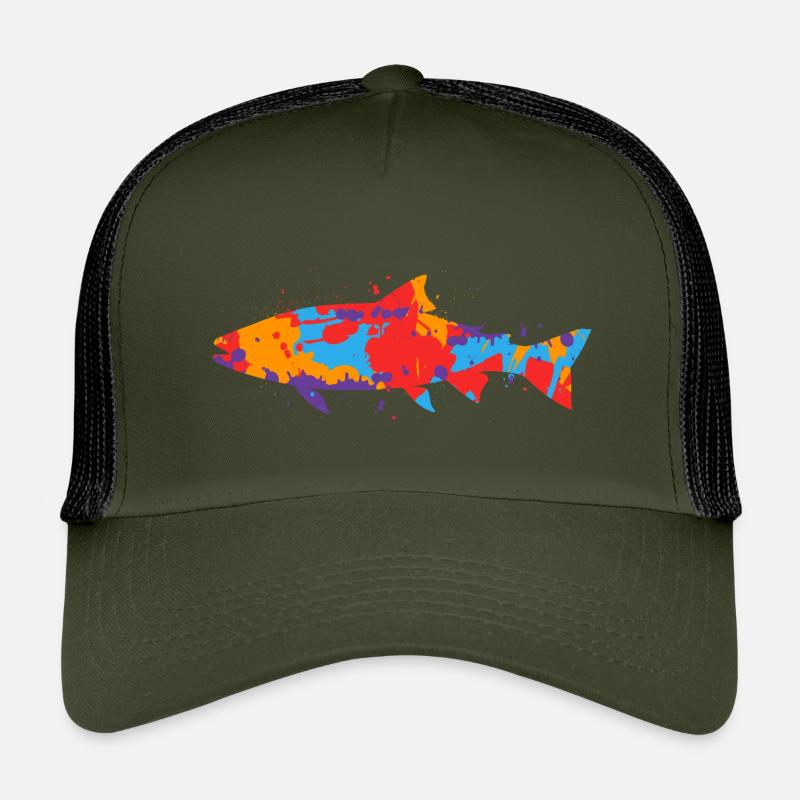 Forellen Angeln bunt Forellenangler Angler Forelle - Kinder Trucker-Cap - Olive/Schwarz