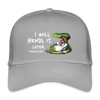 Chicken Procrastination Cartoon - Kids’ Trucker Cap - light grey - Front