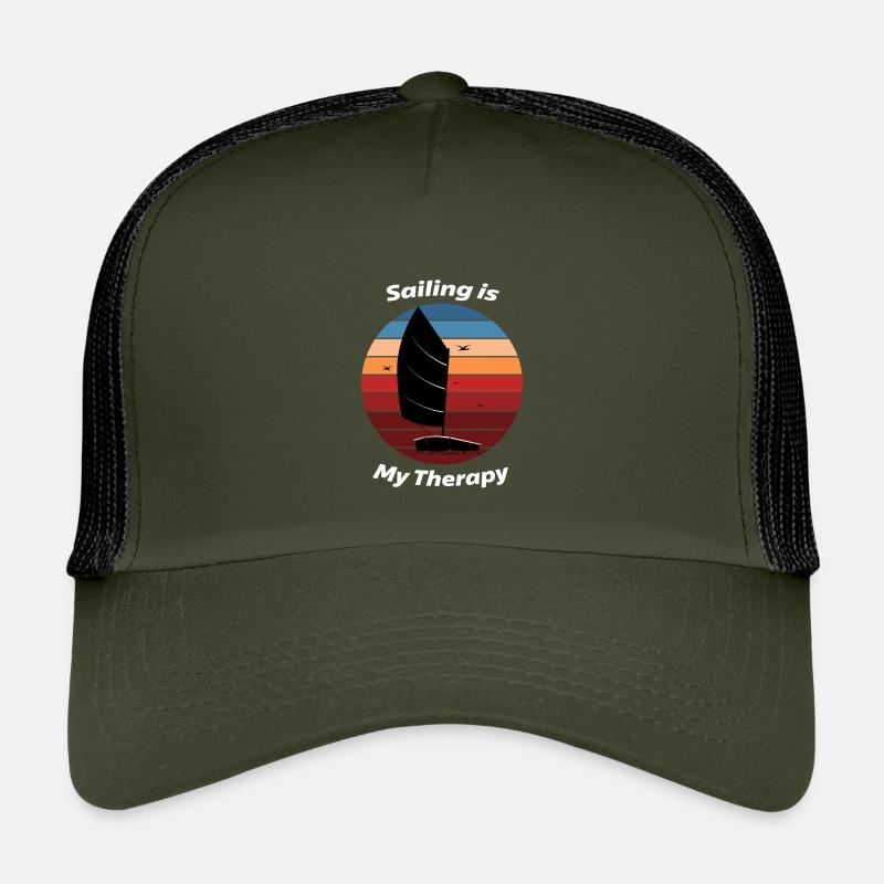 Sailing is my Therapy | Sailing T-Shirt Design - Kinder Trucker-Cap - Olive/Schwarz
