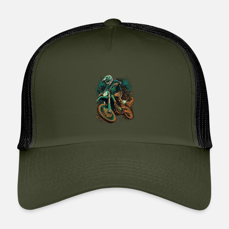 Motocross Sturm Grün-Orange Splash Kinder Trucker-Cap