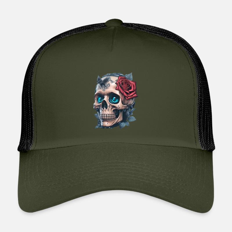 Totenkopf mit Rosen Kinder Trucker-Cap