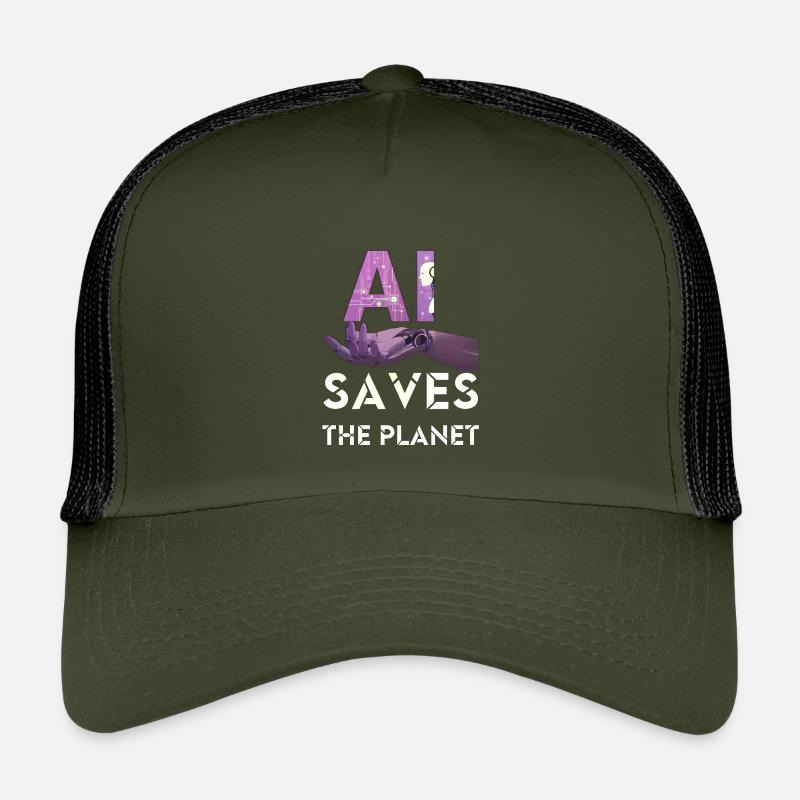 KI RETTET DEN PLANETEN Künstliche Intelligenz - Kinder Trucker-Cap - Olive/Schwarz