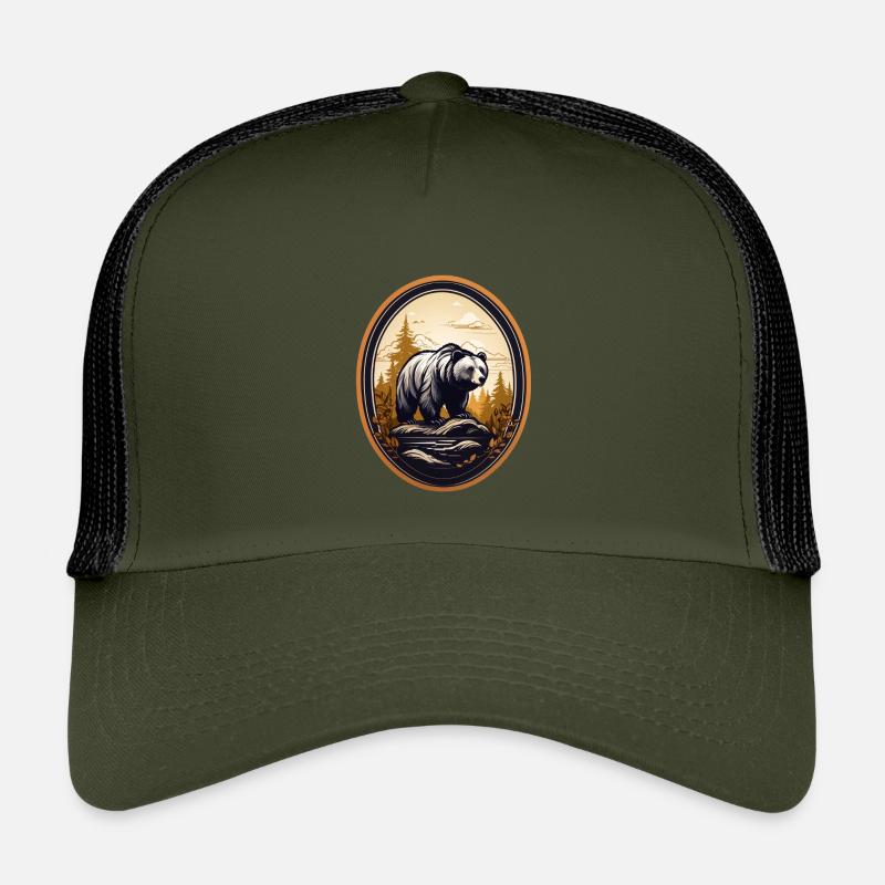 Braunbär - Kinder Trucker-Cap - Olive/Schwarz