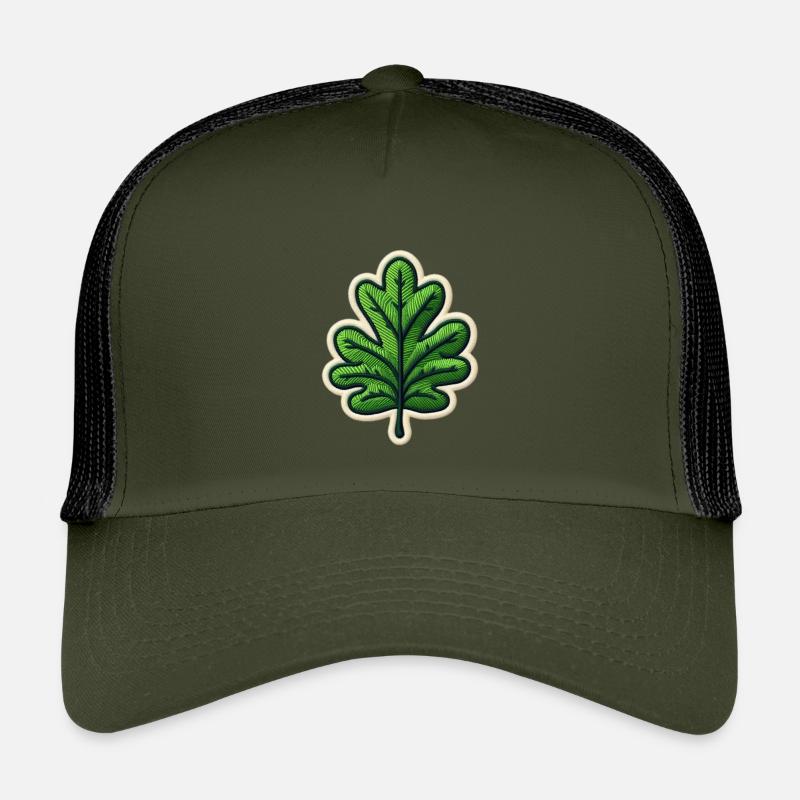 Grünes Blatt Patch - Kinder Trucker-Cap - Olive/Schwarz