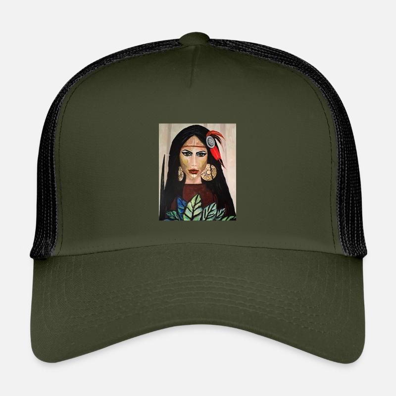 Schamanin - Kinder Trucker-Cap - Olive/Schwarz