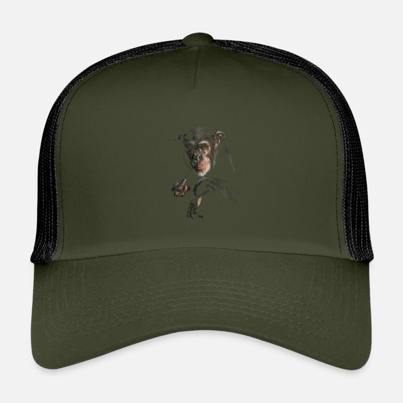 Schimpanse - Kinder Trucker-Cap - Olive/Schwarz