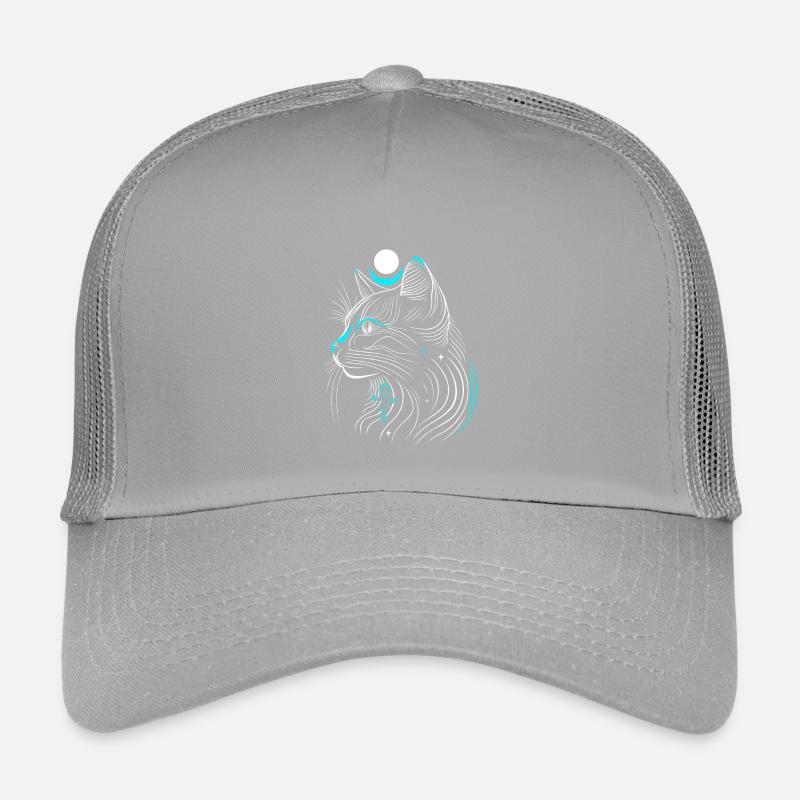 Chat Bastet minimaliste de profil avec lune Casquette trucker enfant