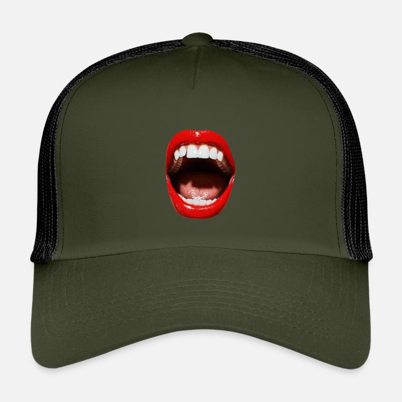 Offener Mund mit rotem Lippenstift Kinder Trucker-Cap