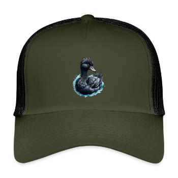 Der schwarze Schwan und die blaue Rose - Kinder Trucker-Cap - Olive/Schwarz - Vorne