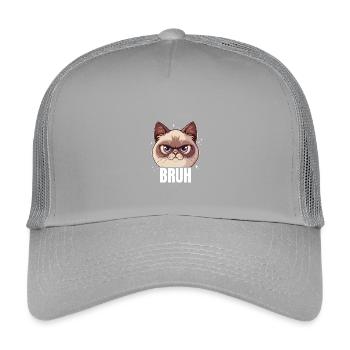Bruh Katze - Kinder Trucker-Cap - Hellgrau - Vorne
