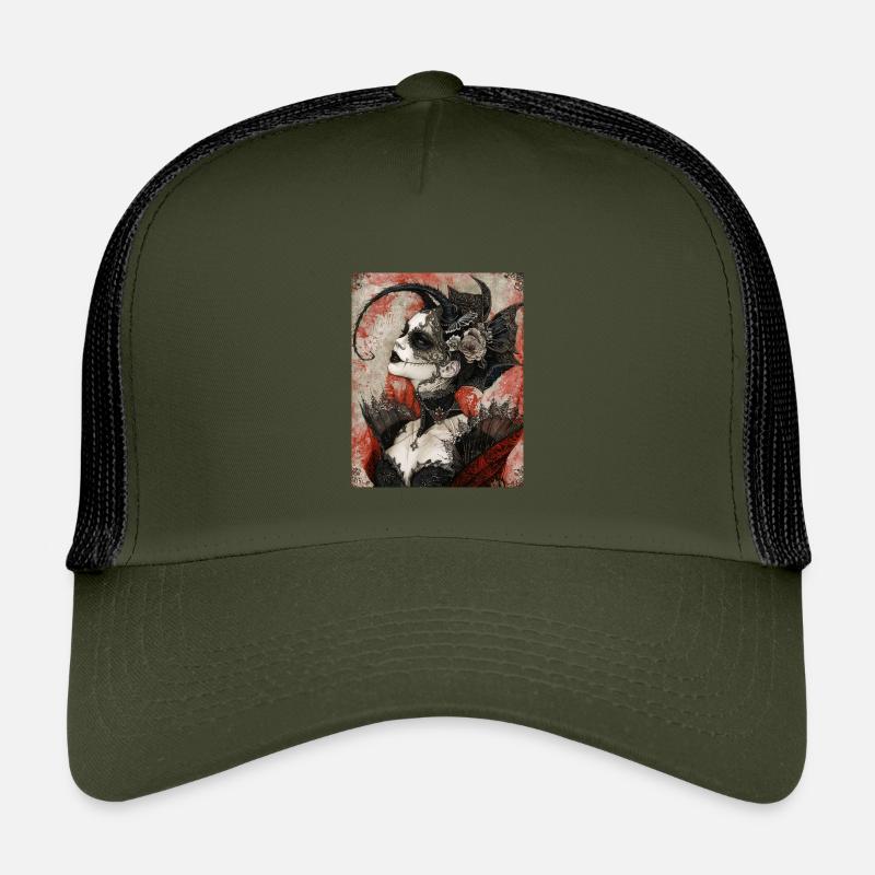 Dark Gothic Diva - Kinder Trucker-Cap - Olive/Schwarz
