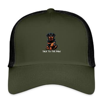 Parlez à la patte Rottweiler Propriétaire du rottweiler - Casquette trucker enfant - olive/noir - Devant