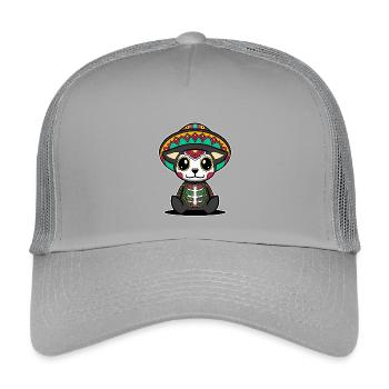 Hund dia de muertos kawaii mexikanischer Schädel - Kinder Trucker-Cap - Hellgrau - Vorne