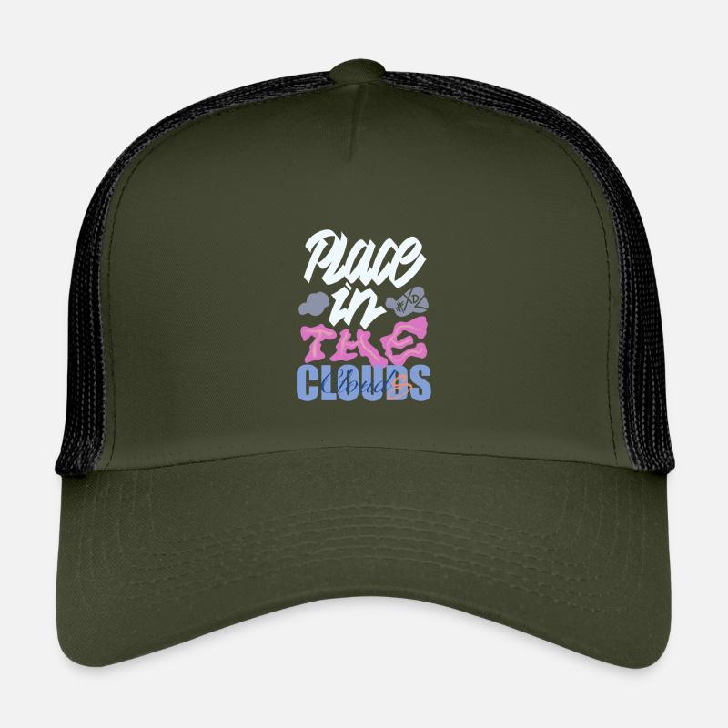 Place in the clouds – colourful calligraphy - Kids’ Trucker Cap - olive/black