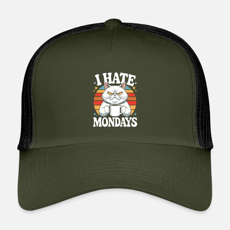 Mürrische Katze Ich Hasse Montage - Kids’ Trucker Cap - olive/black
