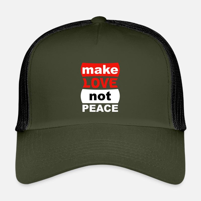 Faites l’amour, pas la paix - Casquette trucker enfant - olive/noir
