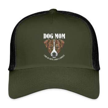 Jack Russell Dog Mom - Coffee Chaos Cuddles - Kids’ Trucker Cap - olive/black - Front