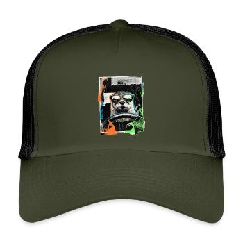 funny otter - Kids’ Trucker Cap - olive/black - Front