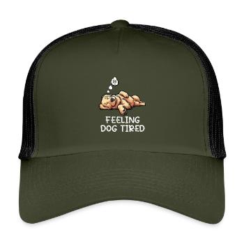 Feeling Dog Tired Golden Retriever Goldie Goldies - Kinder Trucker-Cap - Olive/Schwarz - Vorne