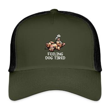 Feeling Dog Tired Yorkshire Terrier Yorkie Yorkies - Kids’ Trucker Cap - olive/black - Front
