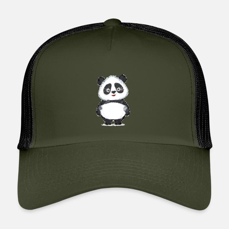 Panda Polygon - Kinder Trucker-Cap - Olive/Schwarz