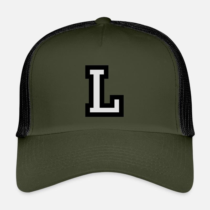 Buchstabe L - Kinder Trucker-Cap - Olive/Schwarz