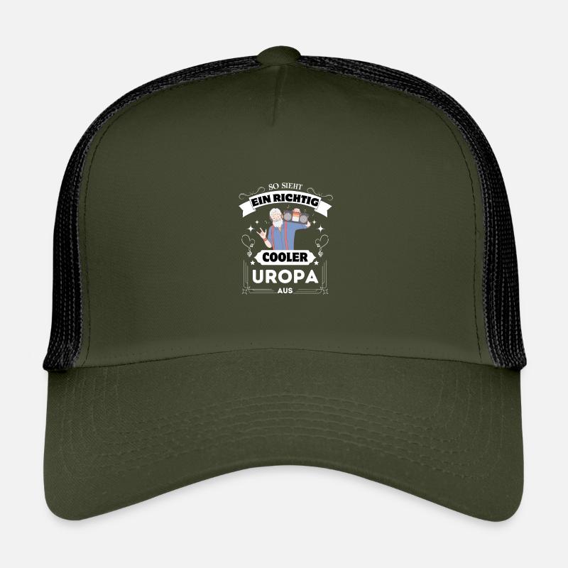Spruch Shirt, So sieht ein richtig cooler Uropa - Kinder Trucker-Cap - Olive/Schwarz