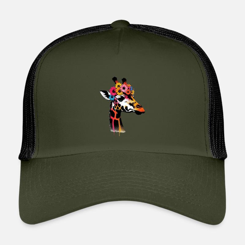 Giraffe - Kinder Trucker-Cap - Olive/Schwarz