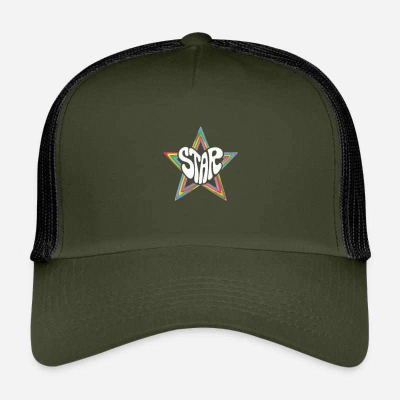 Star de l’espace Arc-en-ciel psychédélique - Casquette trucker enfant - olive/noir