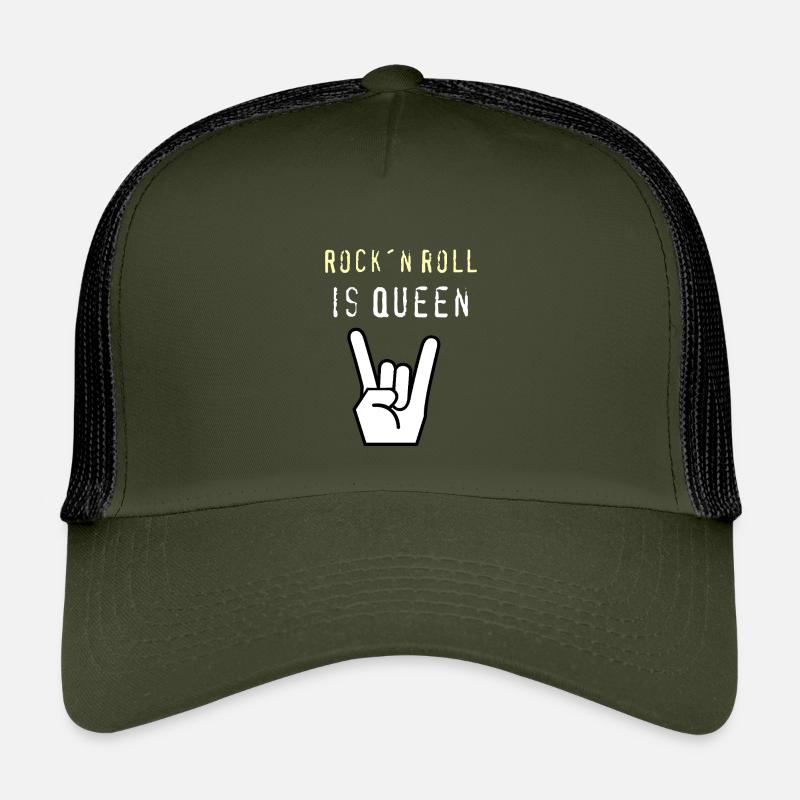 Rockn_Roll_is_Queen - Kids’ Trucker Cap - olive/black
