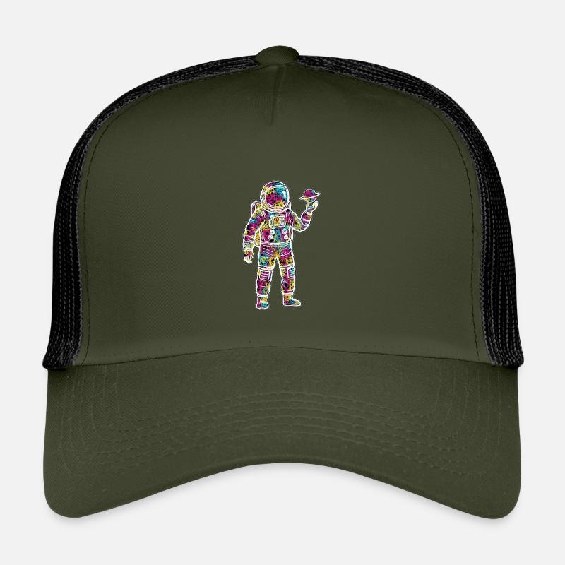 Space Astronaut Scribble Planet Scribbles - Kids’ Trucker Cap - olive/black