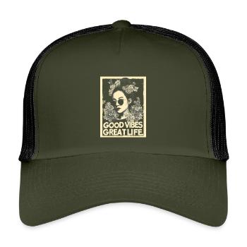 Vibes great Life tattoo - Kinder Trucker-Cap - Olive/Schwarz - Vorne