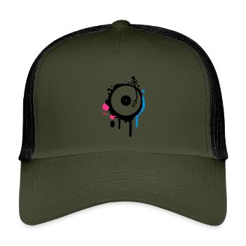 une table tournante et bras de lecture des graffit - Casquette trucker enfant - olive/noir - Devant