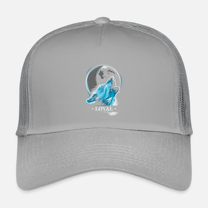Loup loyal Moon Tee Shirt Wolves Moon Bleu Casquette trucker enfant