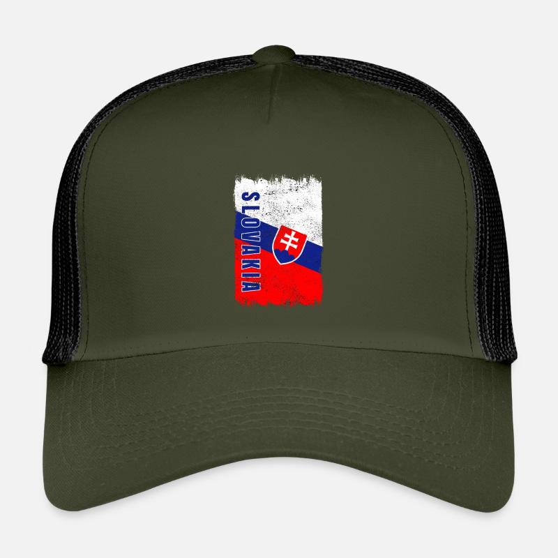 Slowakei Vintage Flagge - Kinder Trucker-Cap - Olive/Schwarz