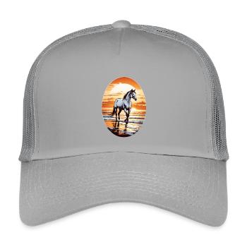 Cheval sur la plage - Casquette trucker enfant - gris clair - Devant